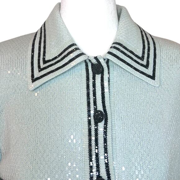 St. John Evening Santana Knit Jacket Mint Green 8 - Picture 3 of 4